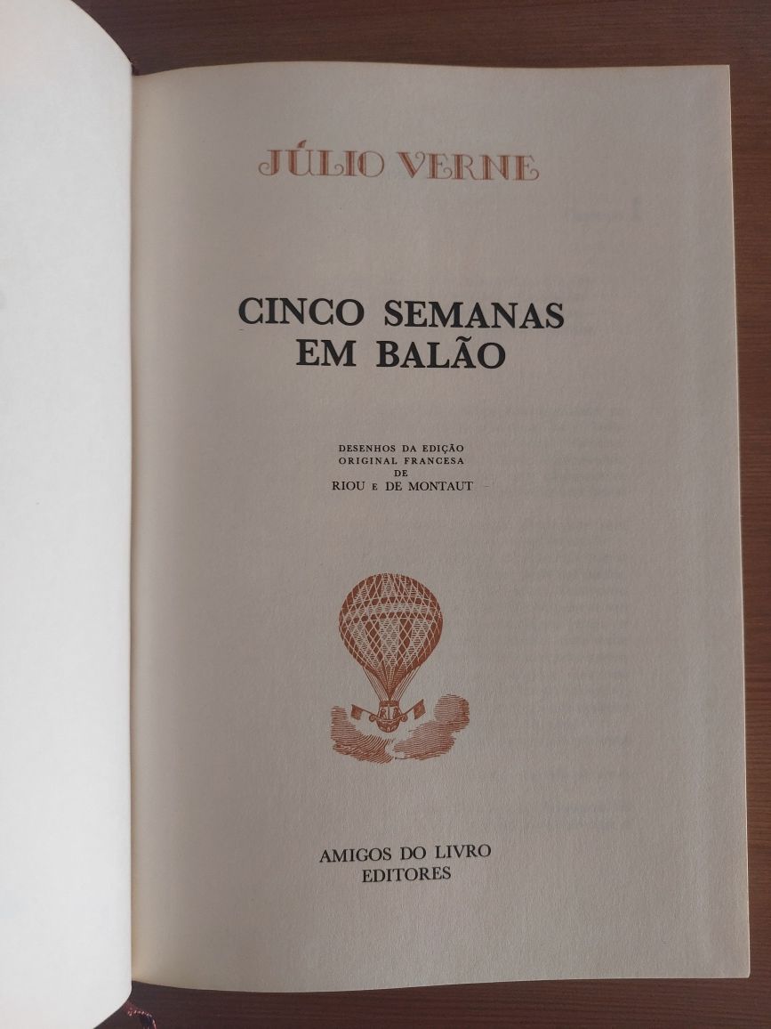 L " Cinco Semanas em Balão " de Julio Verne (Optimo Estado)