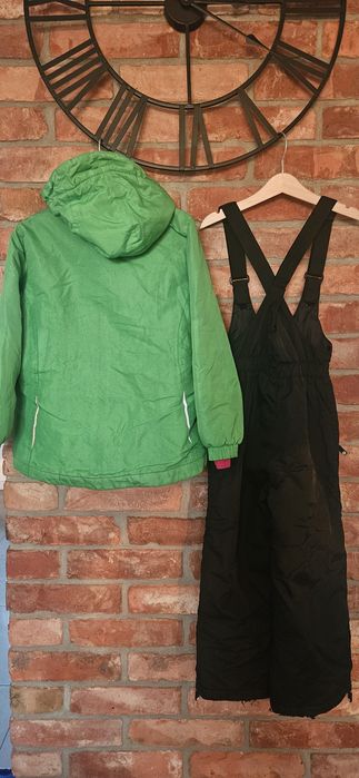 Zestaw narciarski zimowy 122 128 kurtka spodnie czarne brugi