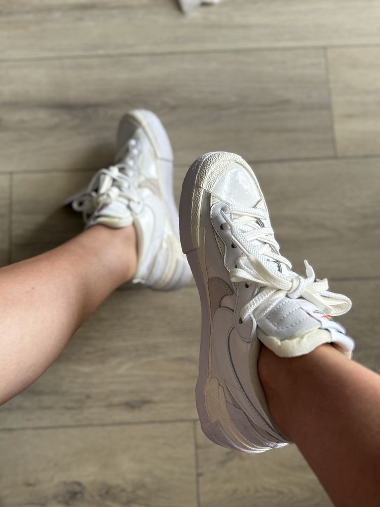 Buty sneakersy nike sacai 40 białe beżowe blazer low nowe unisex