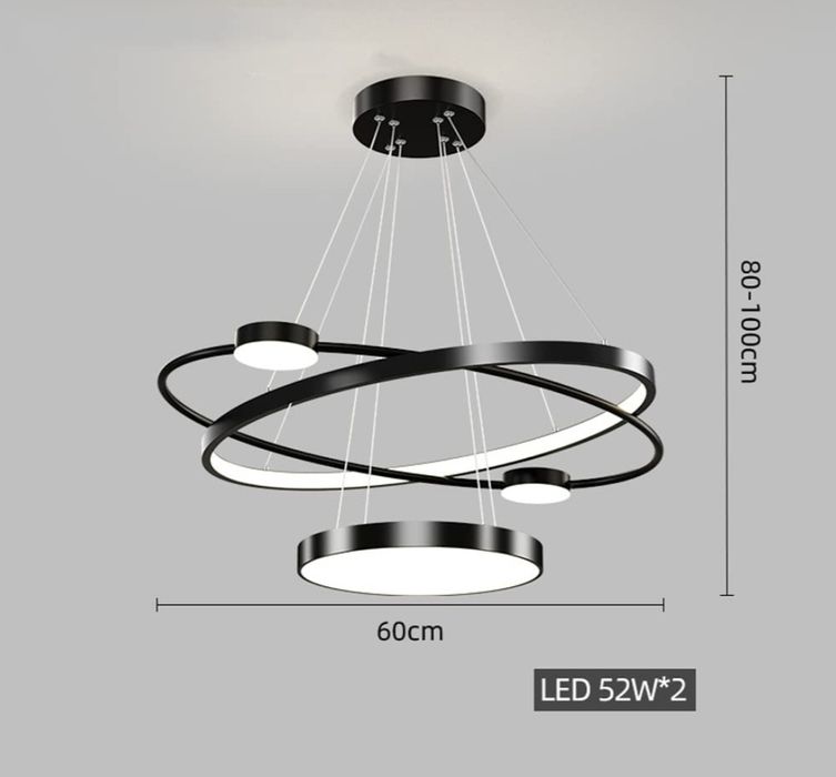 Nowoczesna lampa wisząca LED Żyrandol 3 pierścienie
