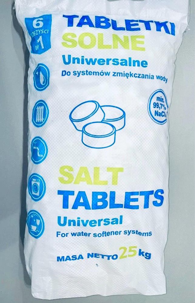 Tabletki solne 25 kg, sól do zmiękczania, uzdatniania wody