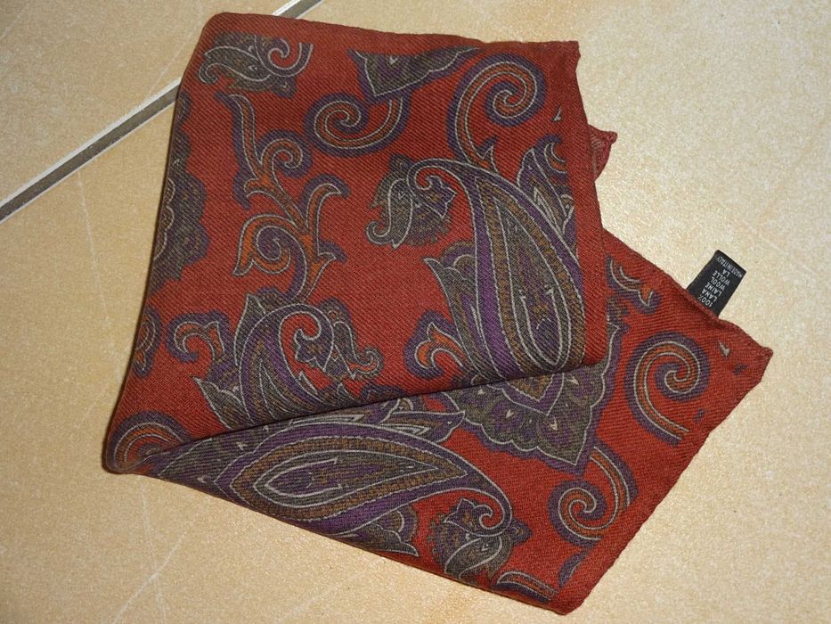 100% WOOL made in Italy wełniana poszetka butonierka wypustka paisley