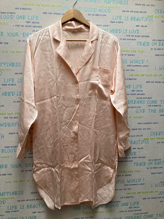 100% шовк Jean Jacques Benson вінтажна нічна сорочка розмір М .