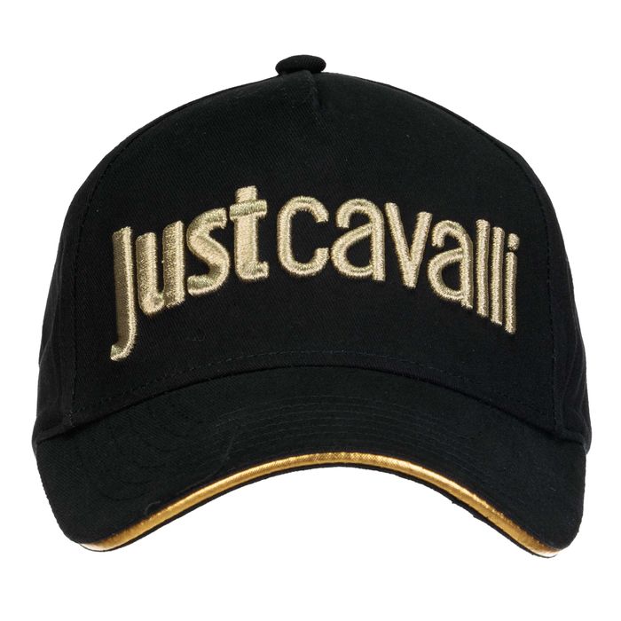 JUST CAVALLI luksusowa czapka z daszkiem BLACK/GOLD