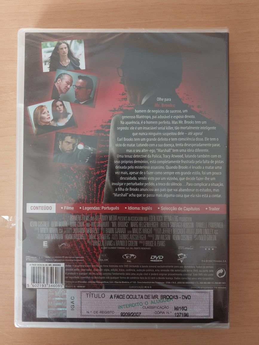 DVD Novo e Selado - Mr. Brooks - Kevin Costner