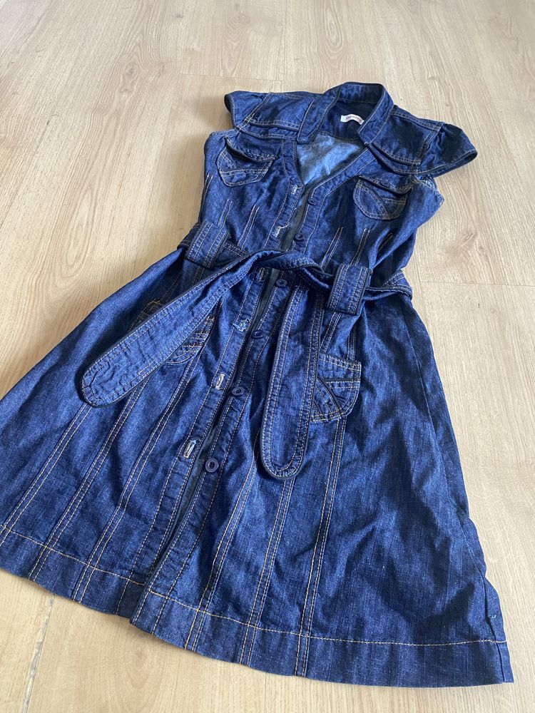 Jeansowa sukienka szmizjerka Orsay 34/xs pasek guziki