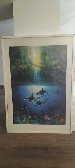 Moldura em Puzzle de Baleias e de Golfinhos