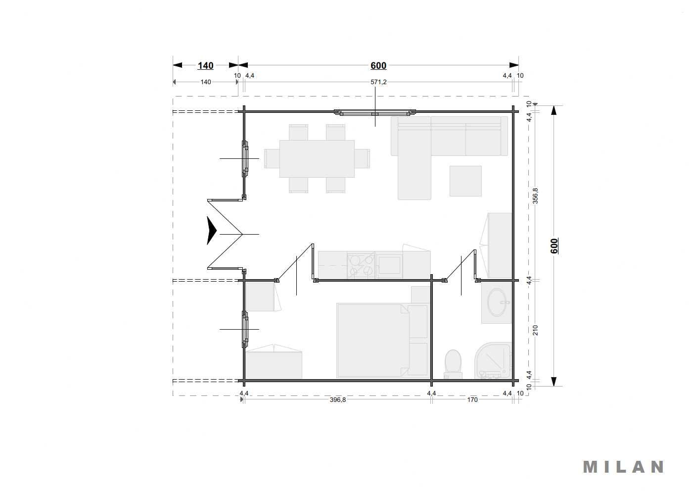 Drewniany domek letniskowy Milan 32 m2 - ROD, ośrodek wypoczynkowy