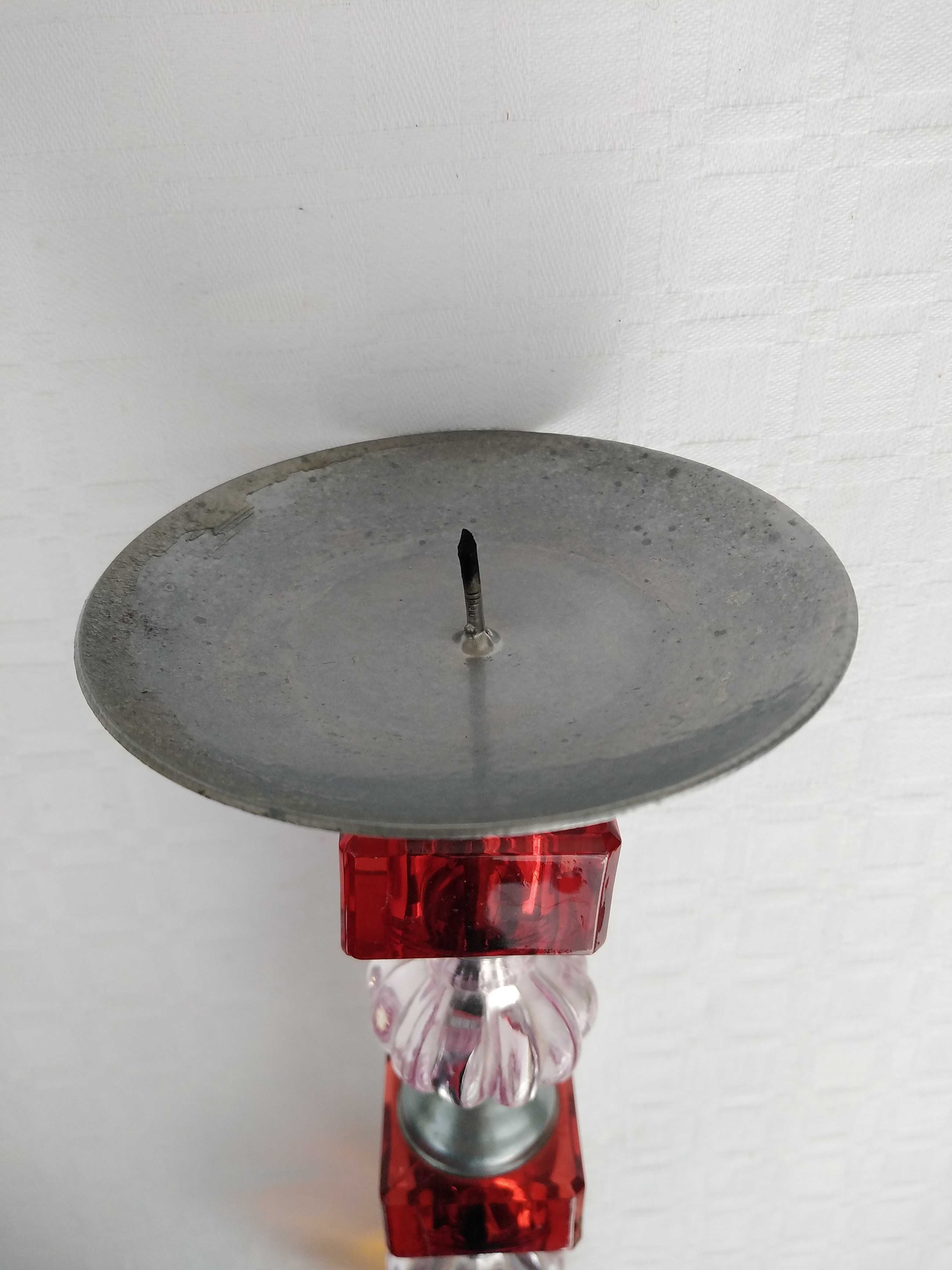 Castiçal vidro, acrílico e metal