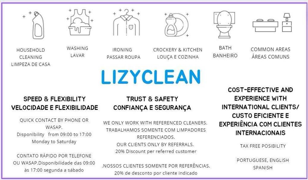 Serviços de limpezas, zonas de Cascais, Oeiras e Sintra.