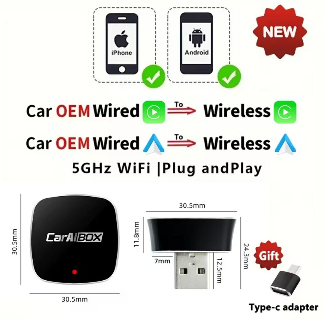 Бездротовий адаптер CarPlay & Android Auto – 2в1 Smart Box