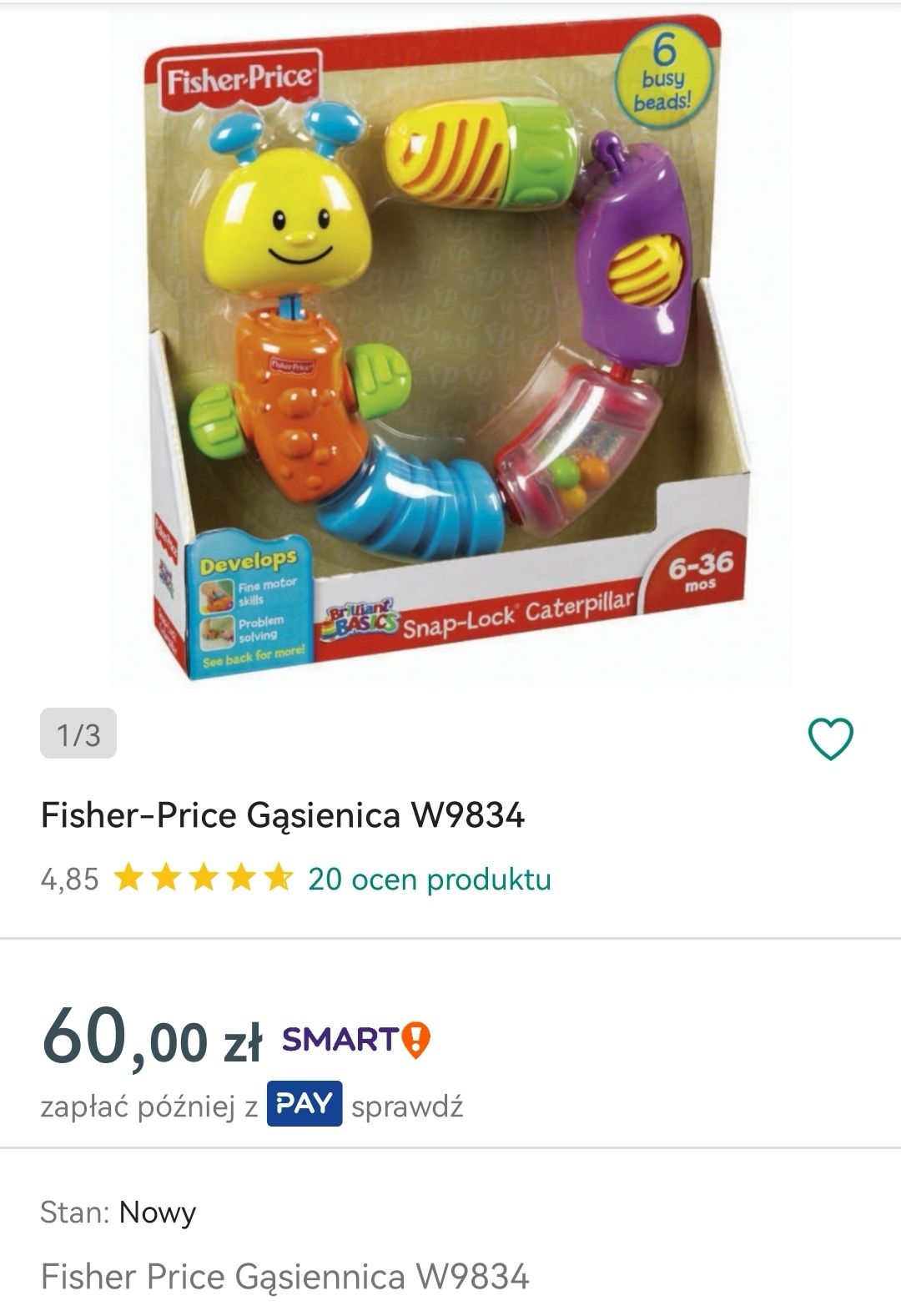 Gąsienica Fisher Price zabawka dla dzieci niemowlaka