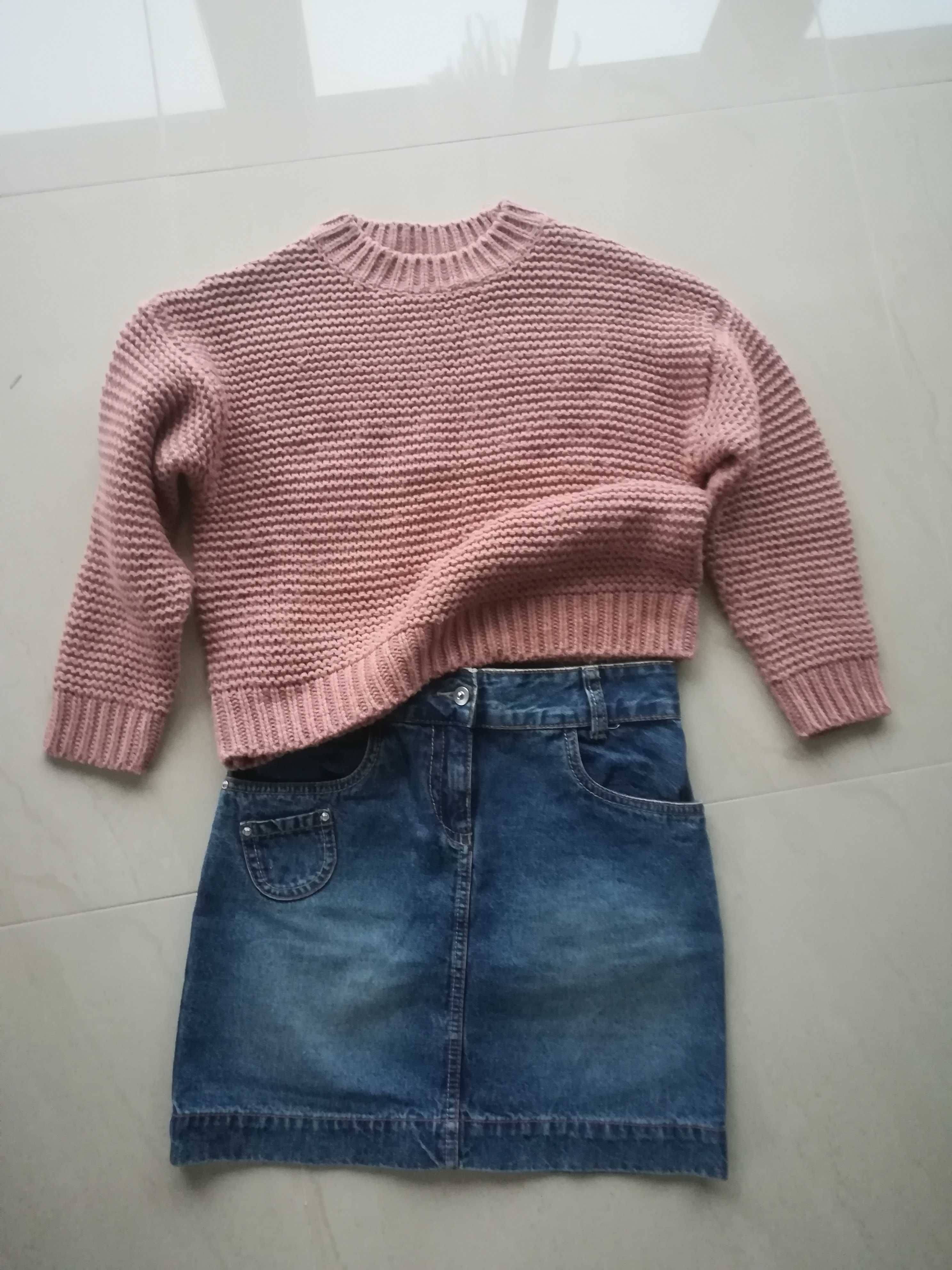 Sweter i Spódniczka jeans na 128 134