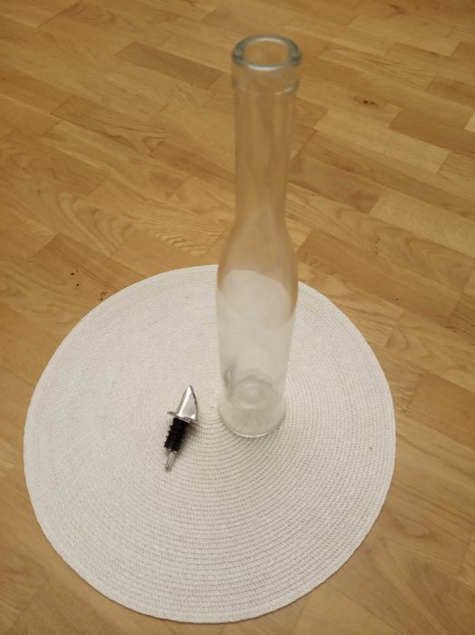 Butelka do oliwy wąska 37 cm Decoupage flakon na oliwę z korkiem