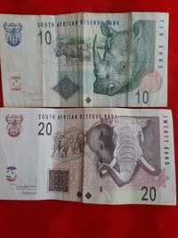 Banknot 10 Rand Afryka 20 Stare banknoty