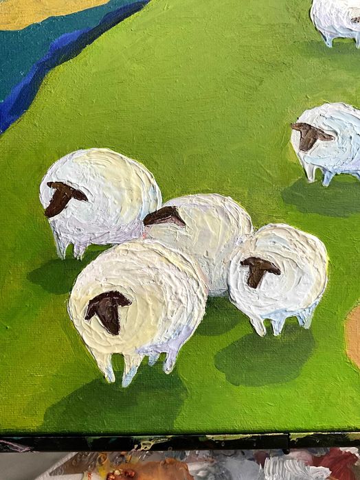 Ręcznie malowany obraz "Spokój na wsi"