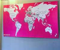Карта світу з фетру рожева нова в упаковці