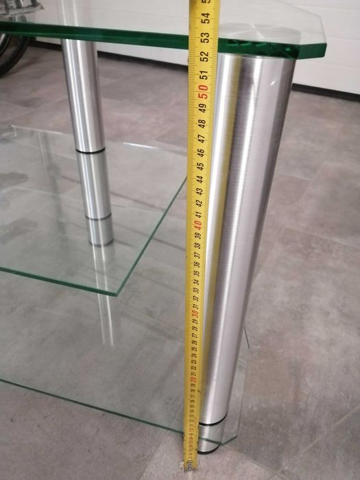 Stół szklany Ława szklana grube szkło stal nierdzewna Szafka RTV LU