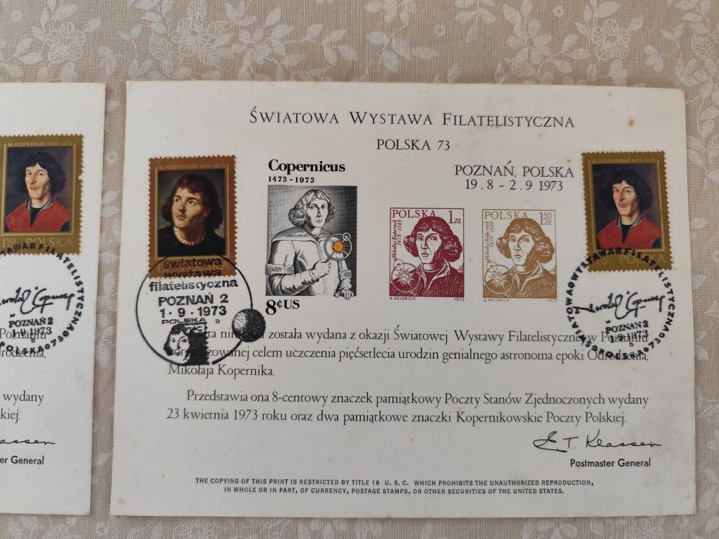 Karty filatelistyczne Polska 73 Poznań 1973 Copernicus