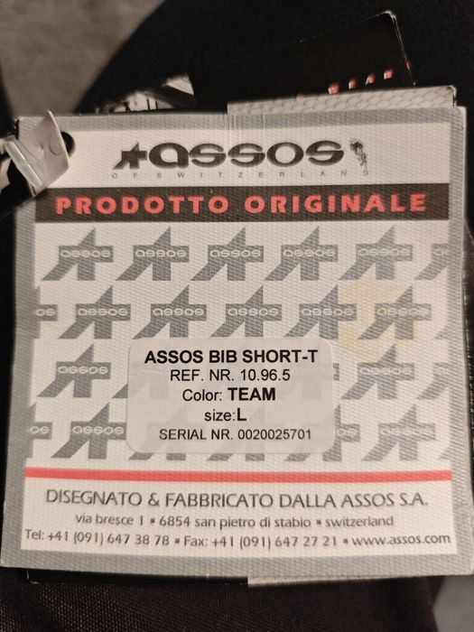Spodenki kolarskie Assos bib short T - team L. Nowe z metkami