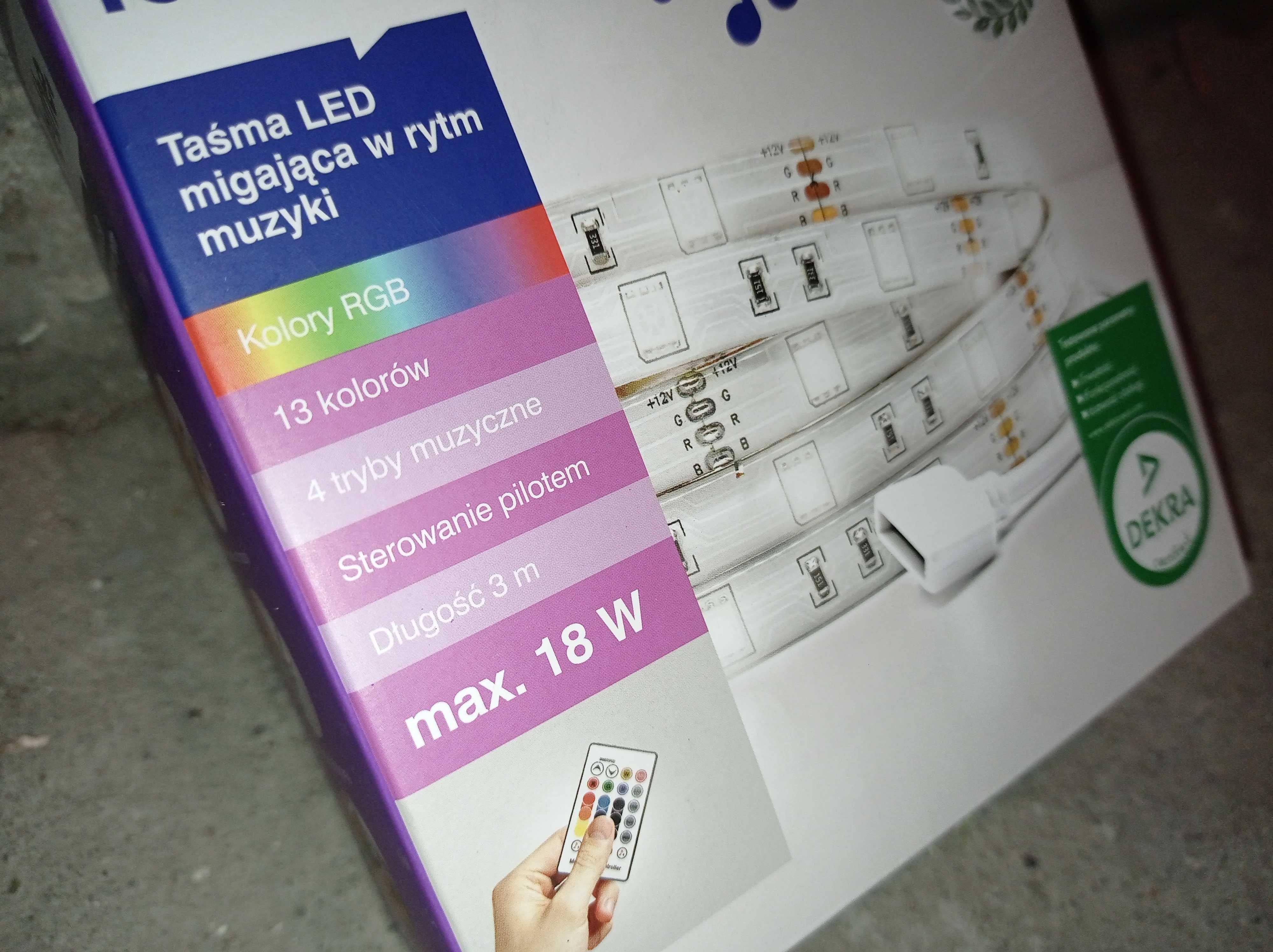 Pasek TAŚMA LED RGB 3metrowy - Świeci w Rytm Muzyki + Pilot STROBOSKOP