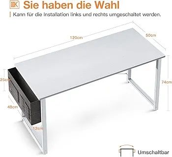 ODK Biurko komputerowe białe 120x50x73,5cm z torbą do przechowywania