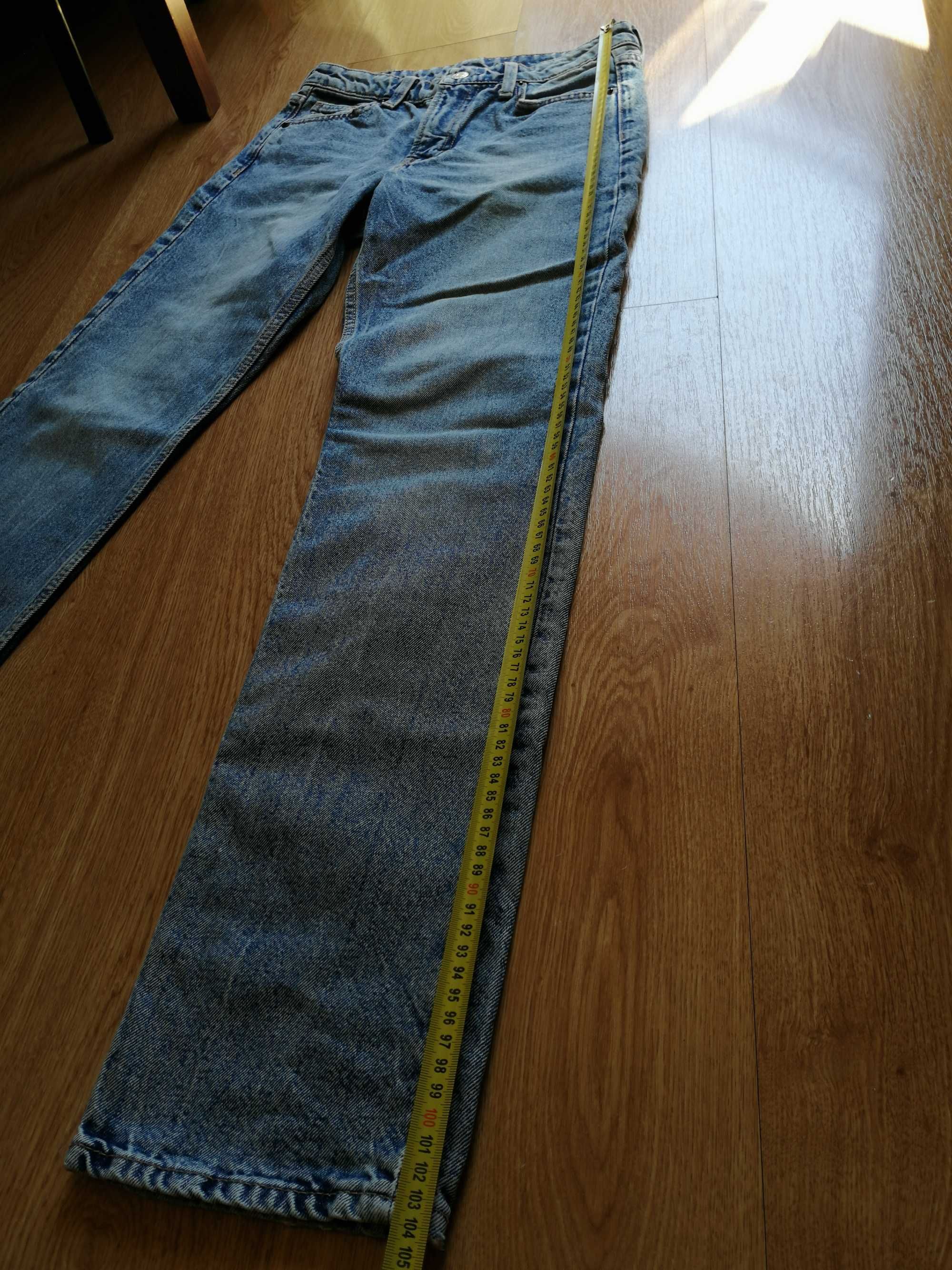 niebieskie jeansy straight mid waist regular fit