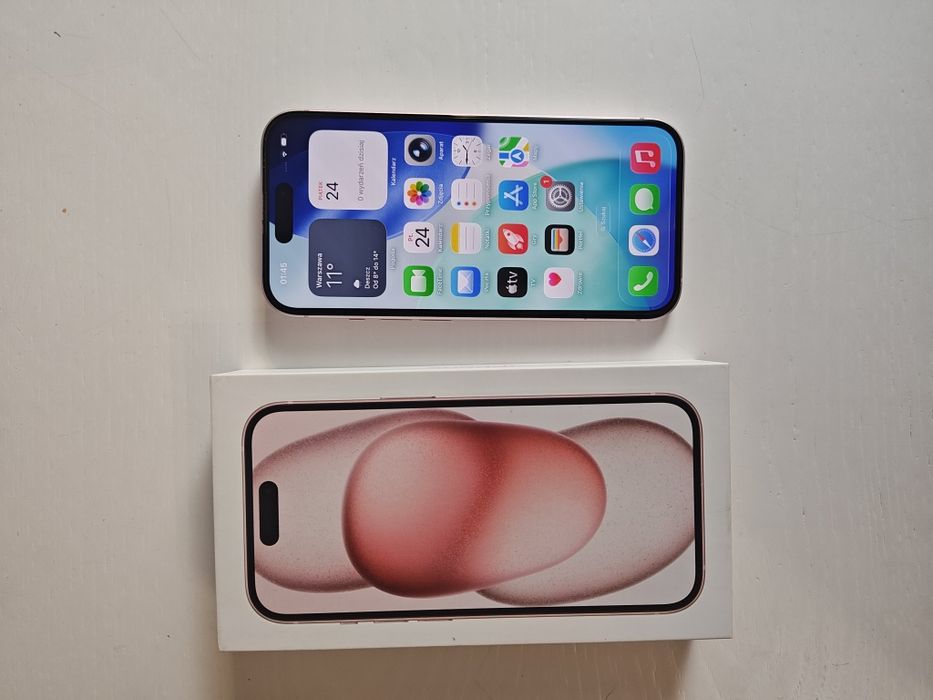 iPhone 15 128GB Pink ! Idealny stan ! Pudełko ! Bateria 96% !