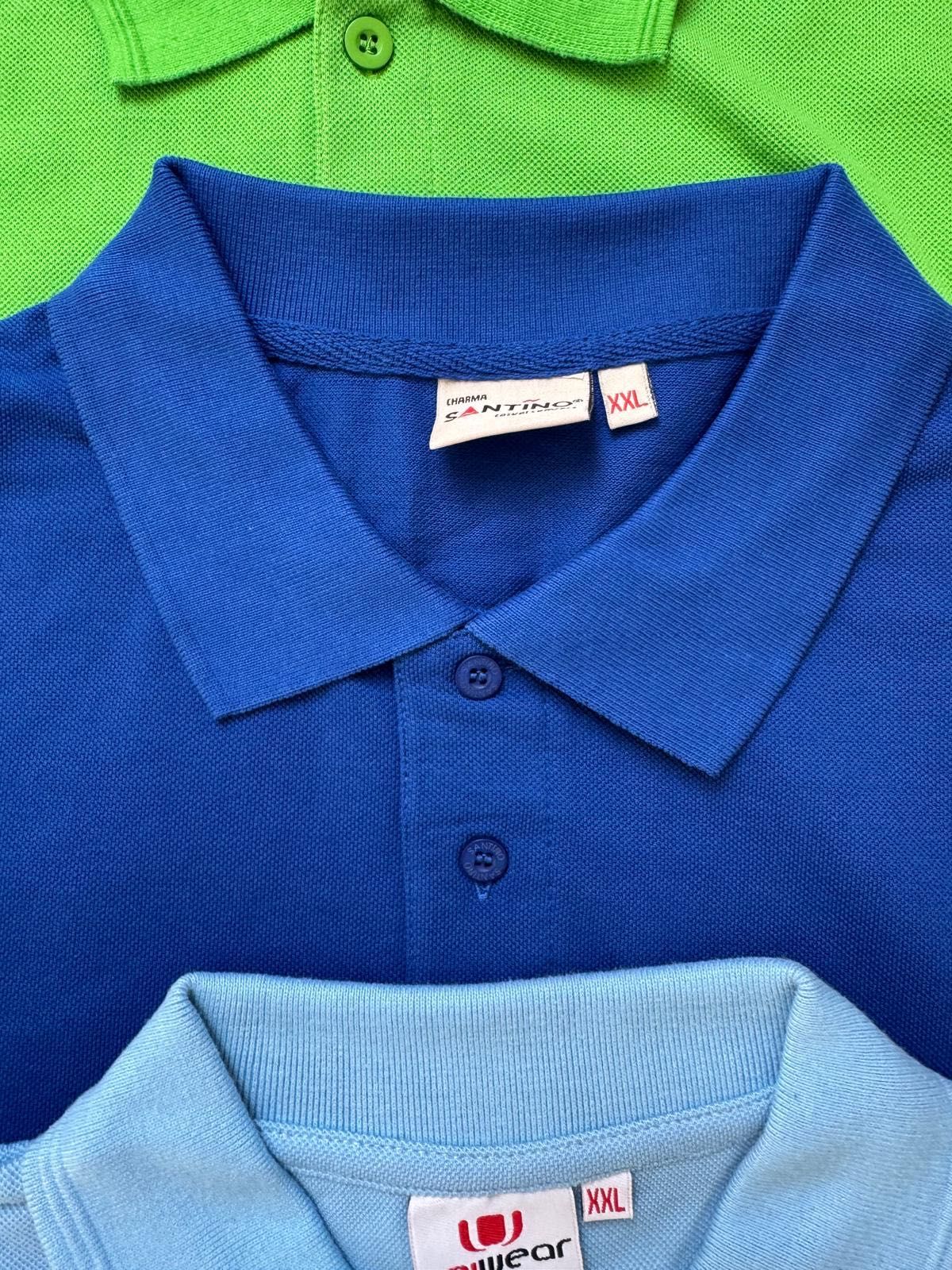 Nowe koszulki polo męskie 3 sztuki zielona chabrowa błękitna XXL