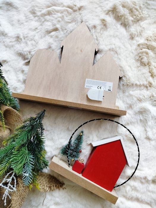 Nowe świecące drewniane ozdoby świąteczne domki choinki Home & You