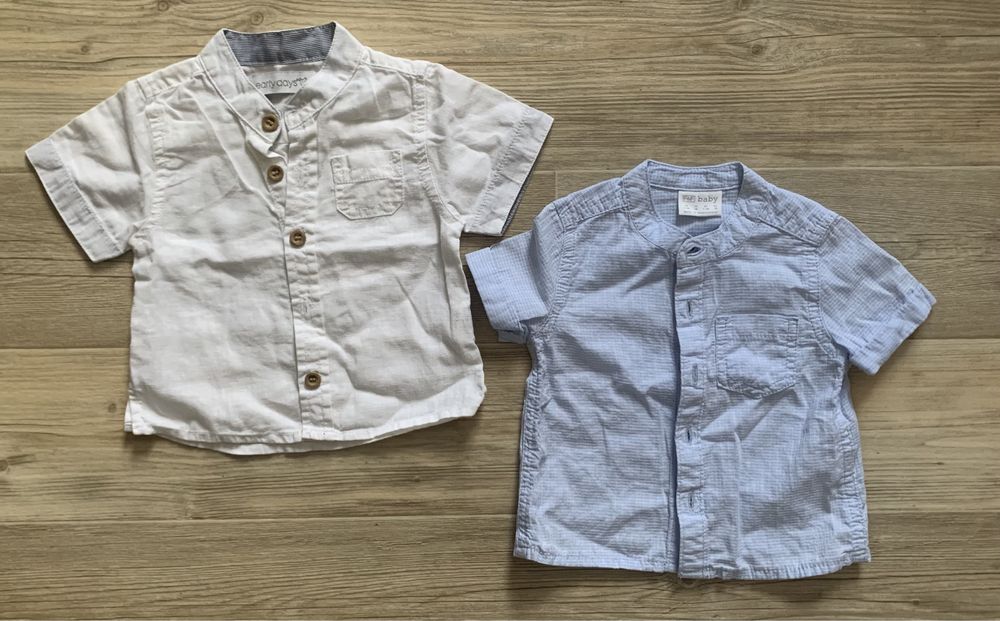 Koszula z krótkim rękawem 2szt biała i niebieska rozmiar 3-6m
