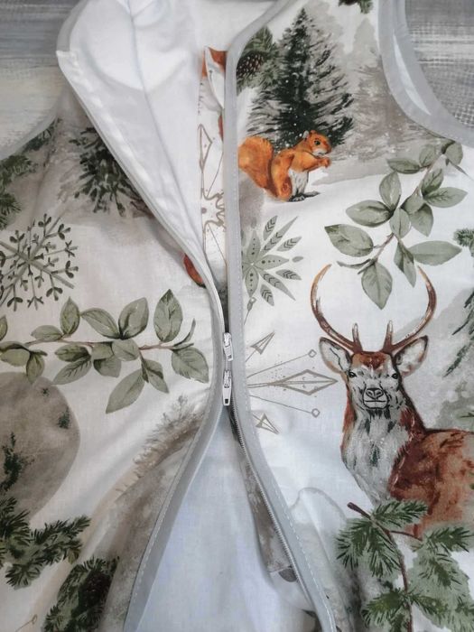 Śpiworek z nogawkami wywijane skarpety 2,5 tog  wzór- Jeleń oliwkowy