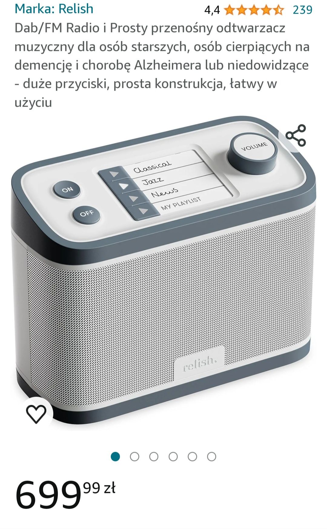 Relish Radio i przenośny odtwarzacz MP3 dla osób starszych