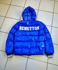Kurtka zimowa Benetton puchowa damska niebieska r. M