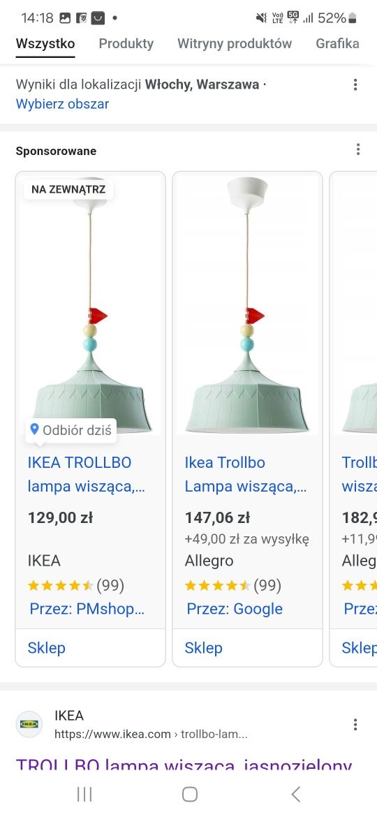 Trollbo ikea cyrk żyrandol stan idealny