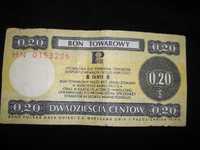 Polski Bon Towarowy 0,20 centów 1979r.