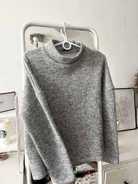 Sweter zara z półgolfem szary minimalizm