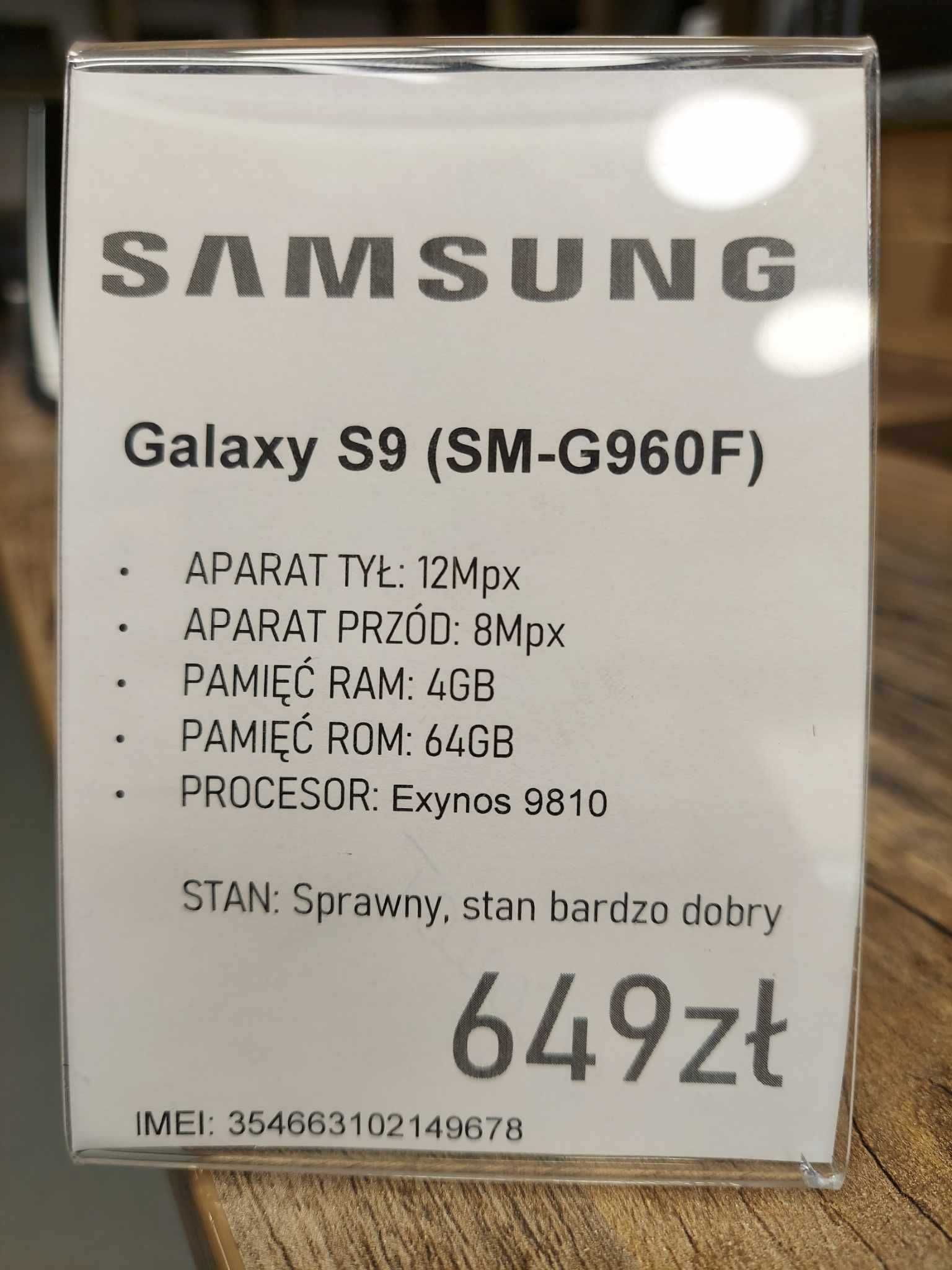 Smartfon Telefon Samsung Galaxy S9 (SM-G960F) 4/64GB bdb gwarancja