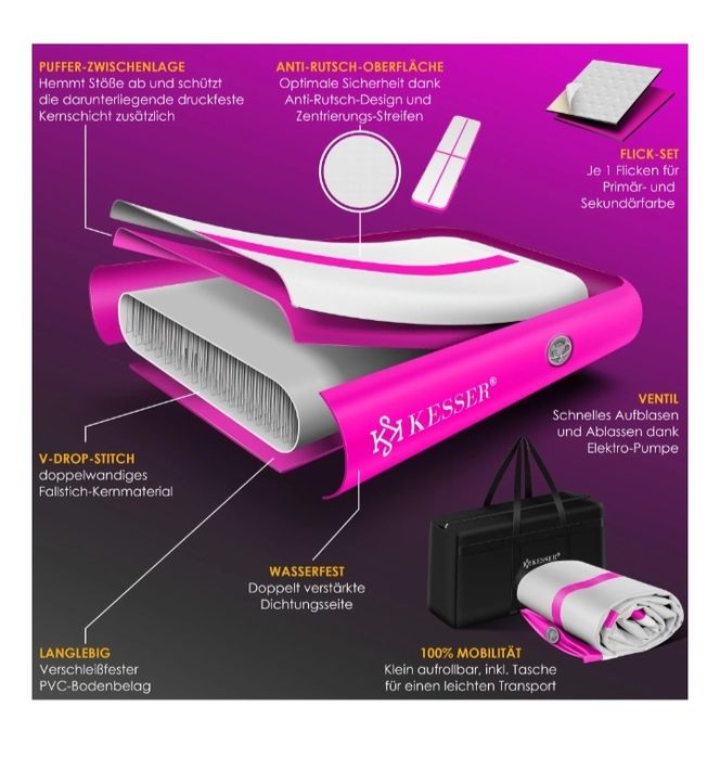 Dmuchana mata gimnastyczna Airtrack Fitness 3m