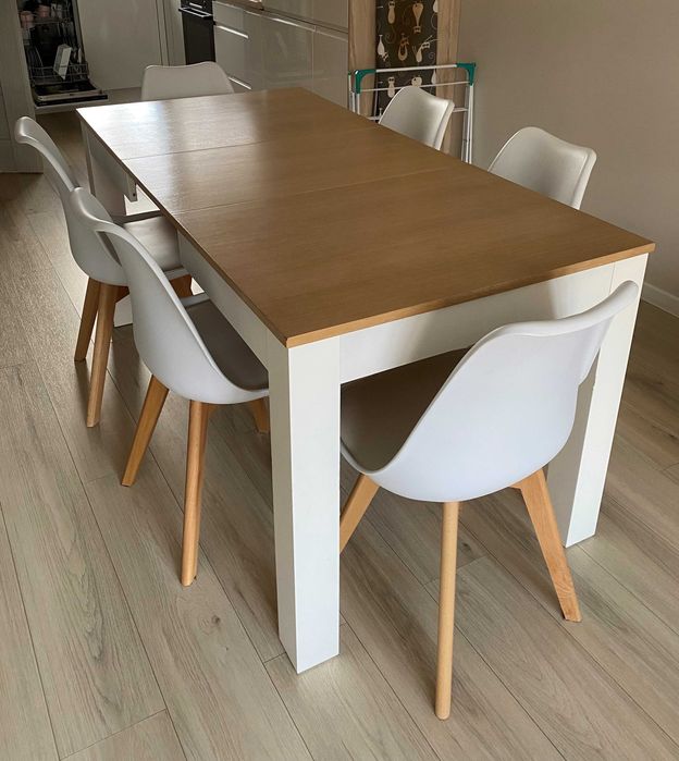 zestaw jadalniany stół + krzesła 8 sztuk osób drewno 80x120/250