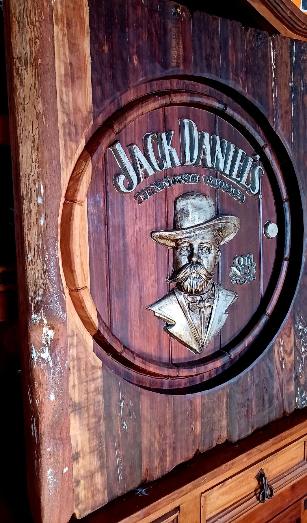 Quadro Jack Daniels estilo tampa pipa, vintage.