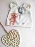 Cienka czapka smerfetka z uszami miś z balonami handmade