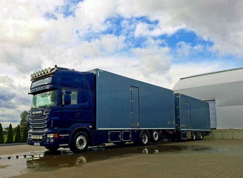Scania R500 v8 zestaw kwiatówka tandem izotermy windy przejazd