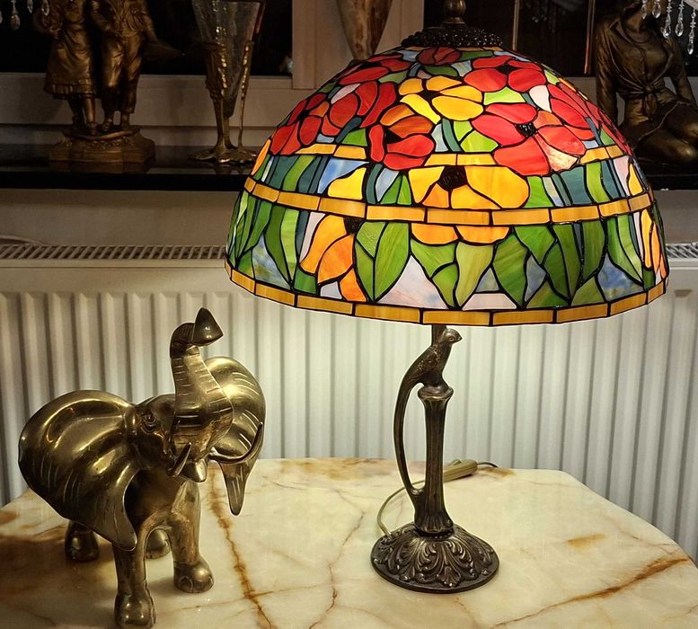 Piękna lampa witrażowa (Tiffany) MAKI wys.56cm,śred.42cm