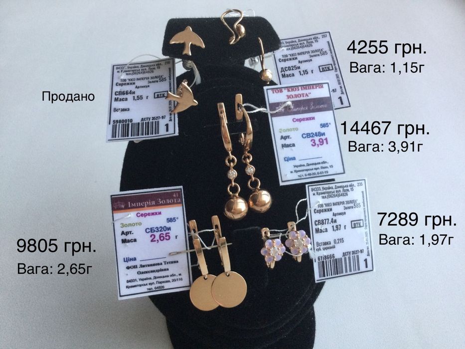 Серьги. Золото 585 пробы. Новые.