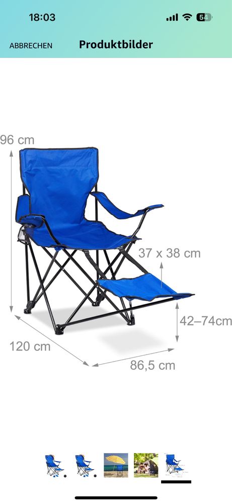 Składane krzesło plażowe / turystyczne z podnóżkiem