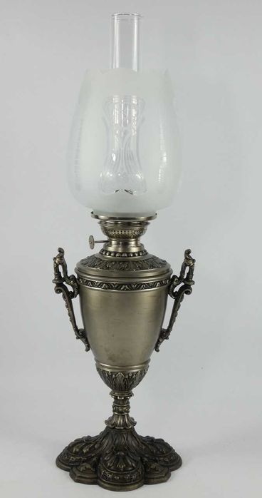 Duża LAMPA NAFTOWA secesja brenner HS kominek klosz