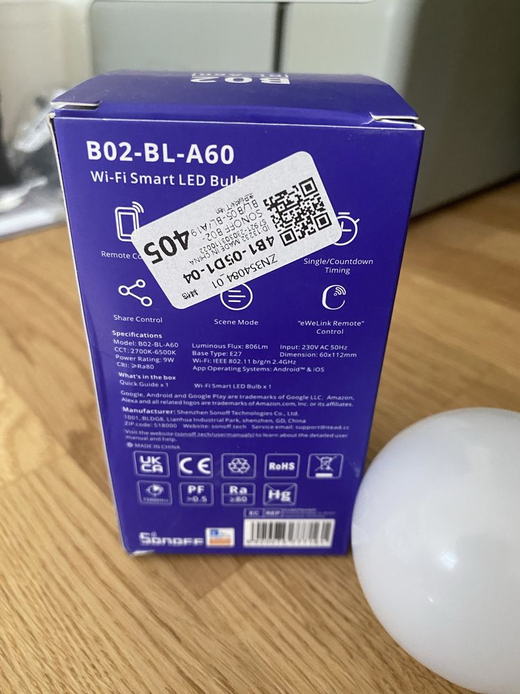 Lampada inteligente Sonoff Wifi B02