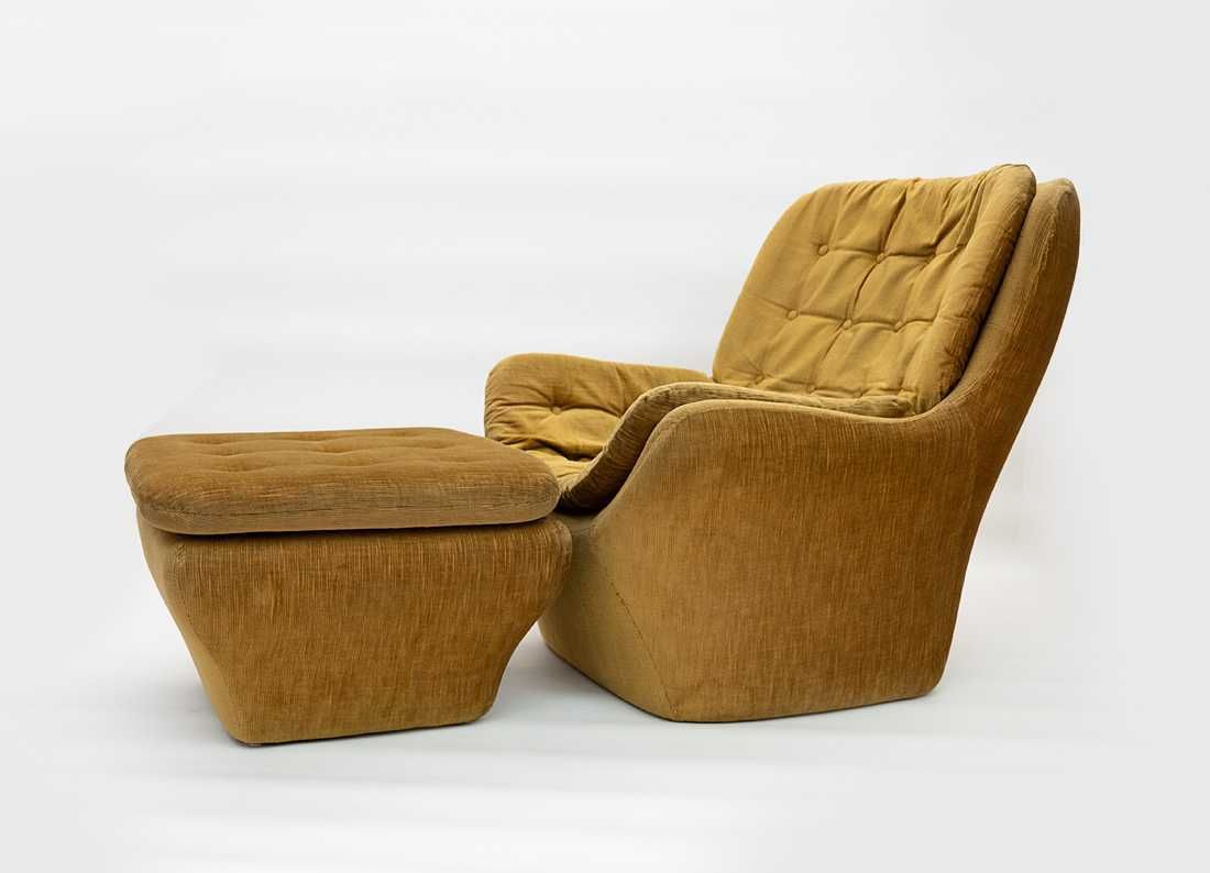 SOFA + 2 fotele + podnóżek SPACE AGE design lata 60