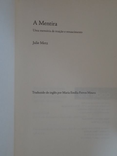 A Mentira de Julie Metz - 1ª Edição